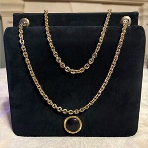 Vintage Bienen Davis Elegant Black Mini Bag with Gold Chain 1960 era I believe